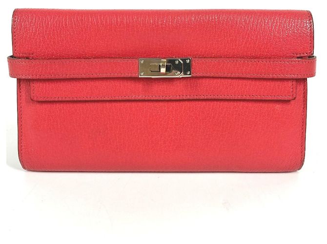 Hermès HERMES Kelly Long Wallet Red