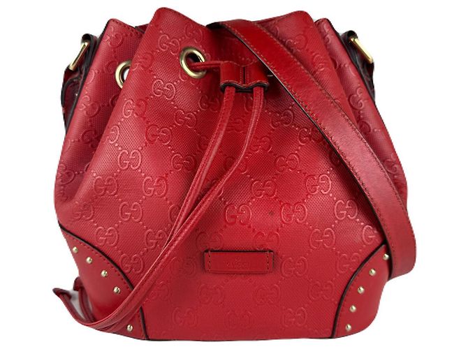 Borsa a spalla in pelle rossa Gucci Rosso