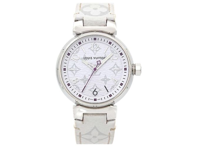 Reloj de Mujer Louis Vuitton Tambour MM Monogram Blanco QA116