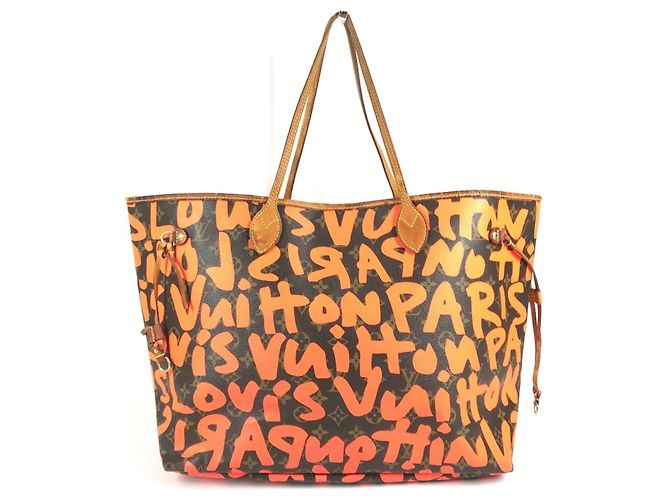 Bolsa Neverfull GM Monogram Graffiti Louis Vuitton Marrom Laranja