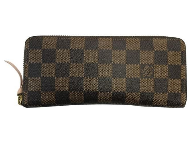 Cartera Clemence Damier Larga de Louis Vuitton Castaño Rosa Damier ebene