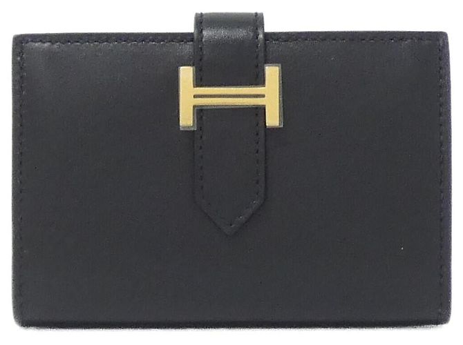 Hermès Béarn Tadelakt Card Case Black