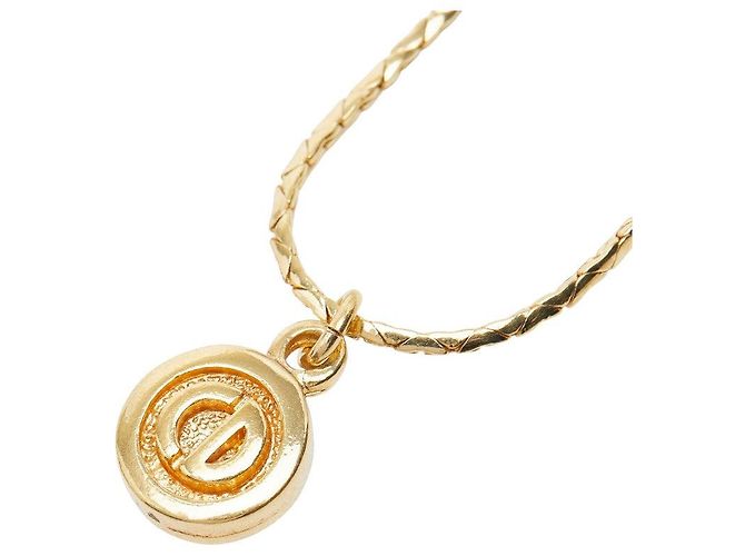 Christian Dior Colar Logo CD Dior Dourado Metálico