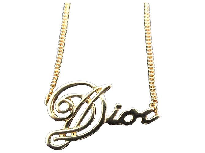 Colar com Logo DIOR Christian Dior Dourado Metálico