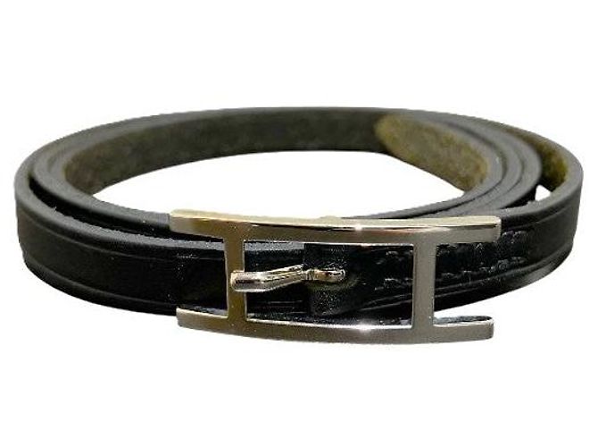 Bracciale in pelle e metallo Beapi Double Tour di Hermès Nero
