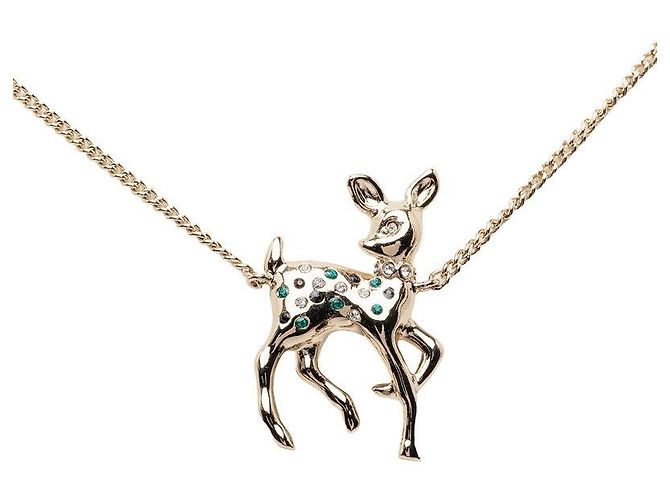 Collier Chanel Coco Mark Motif Bambi Doré Métallisé