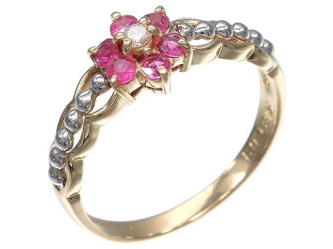 Autre Marque Anello Fiore Au750 Pt900 D'oro