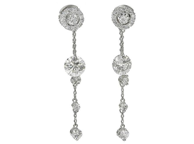 Autre Marque Diamantohrringe aus Pt900-Platin Design Catch Silber