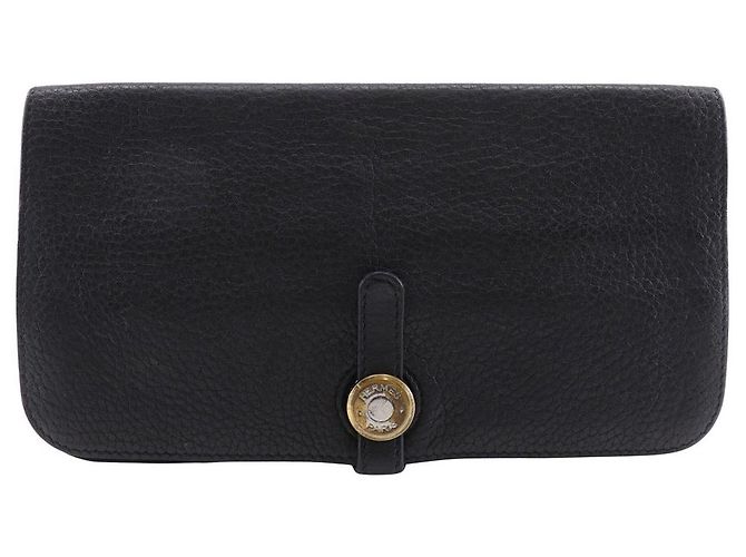 Hermès Hermes Dogon Long Taurillon Clemence Long Wallet Black