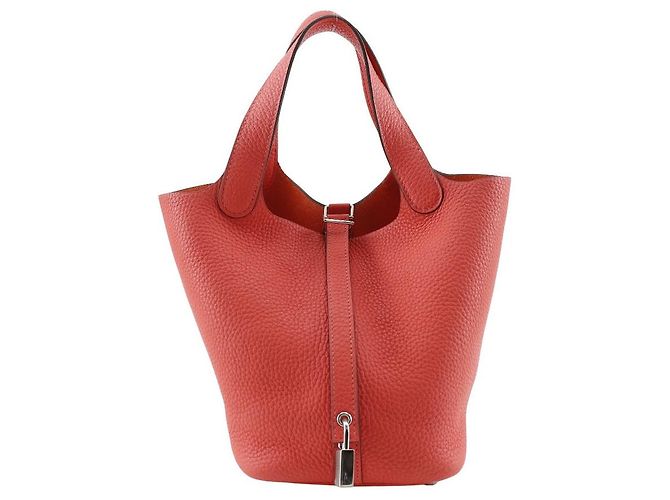 Bolsa Hermès Picotin Lock Trillon em Couro Clemence Rosa
