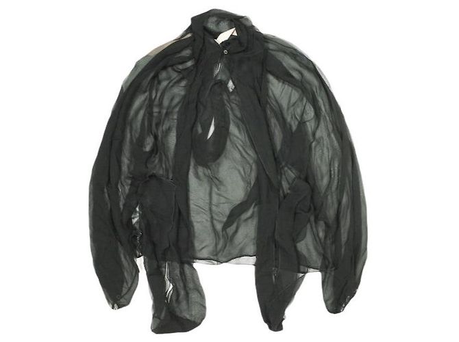 Autre Marque N°21 L2 BLUSA TESSUTO Seidenchiffon-Bluse Schwarz