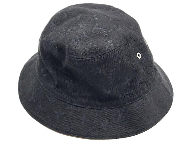 Bucket Hat aus Denim mit Monogramm von Louis Vuitton Schwarz
