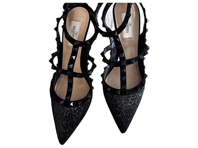 Escarpins Rockstud Valentino en Glitter Noir