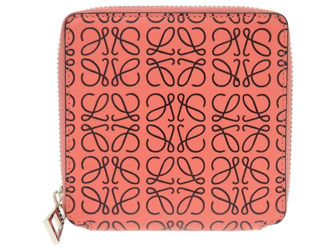 Loewe Anagram Leder Bi-Fold Geldbörse Schwarz Pink