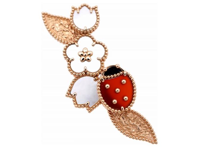 Broche Clip Lucky Spring de Van Cleef & Arpels Rose Rouge Doré 