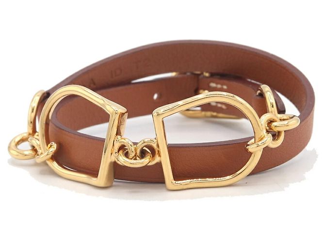 Pulseira Charm Etrier Double Tour Hermès Marrom