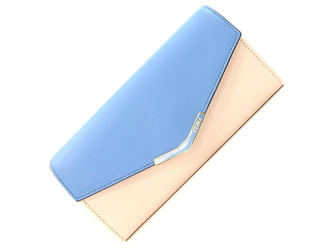 Fendi Bi-fold Long Wallet Pink Light blue