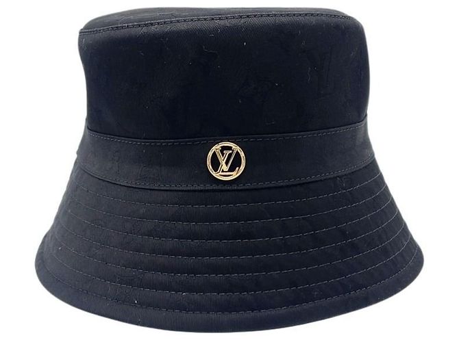 Sombrero bucket de algodón negro Louis Vuitton