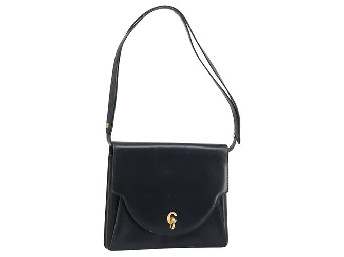 Borsa a Spalla Christian Dior in Pelle Nera e Oro Auth fm5126 Nero D'oro