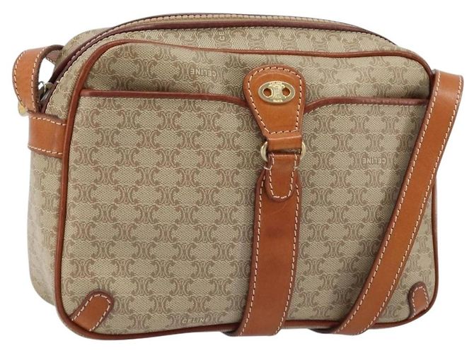Céline Bolsa de Ombro em Lona Macadam PVC Auth ARZ061A da CELINE Bege Dourado