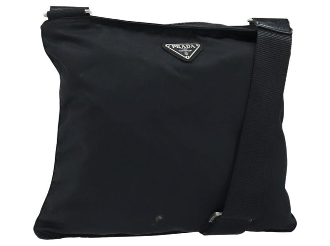 Borsa a Spalla PRADA Nylon Nero Argento Autentica am10675