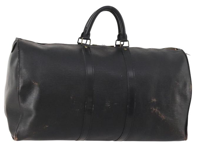 LOUIS VUITTON Epi Keepall 55 Bolsa Boston Negra M42952 LV Auth 166220 Negro