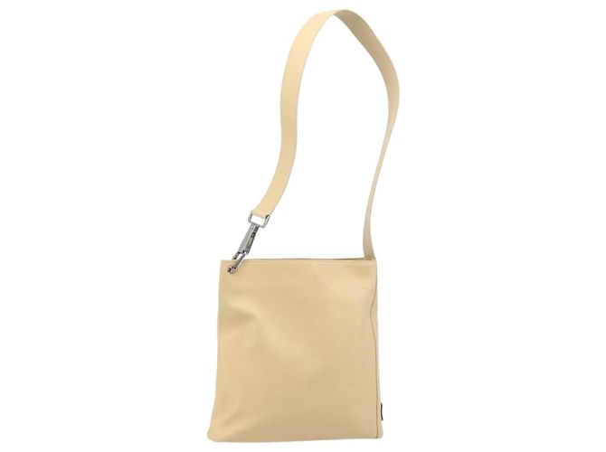 Bolsa de Ombro de Couro Bege Prata GUCCI 91761 Auth 173831