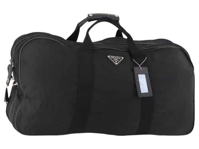 Sac Boston Prada en nylon noir argent authentique bs33605 Argenté