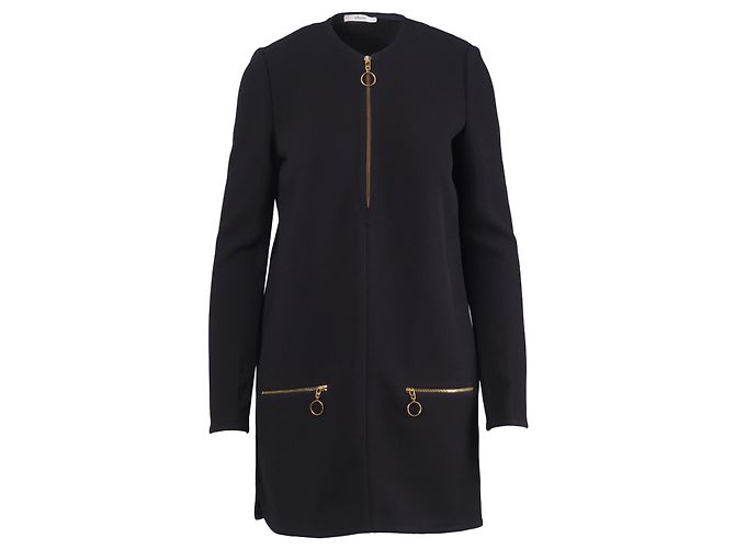 Céline Phoebe Philo Crêpe Zip Shift Kleid Schwarz