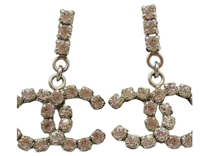 Orecchini in strass Chanel Coco Mark Argento 