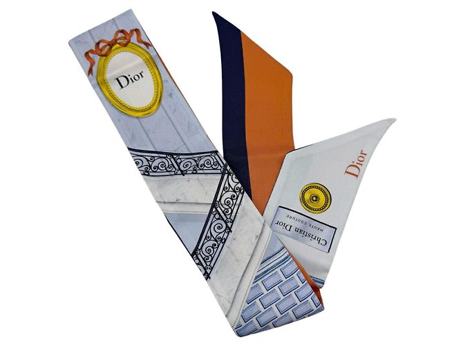 Sciarpa Mitzah Christian Dior in blu e arancione