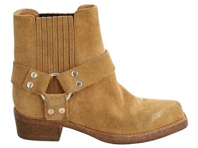 Re/Done Botas biker de ante camel