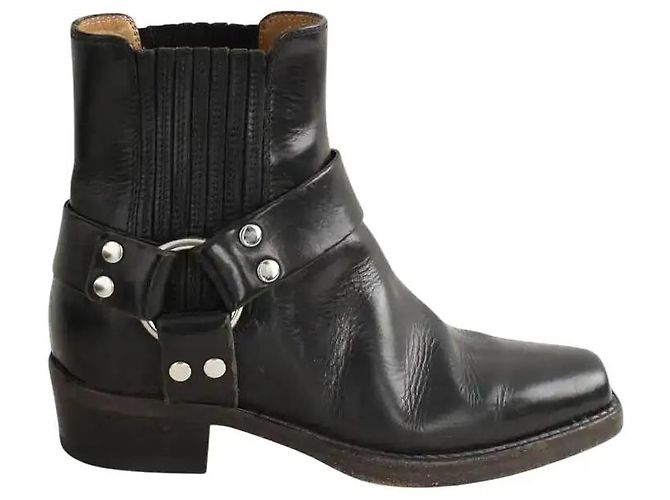 Re/Done Schwarze Leder-Bikerstiefel