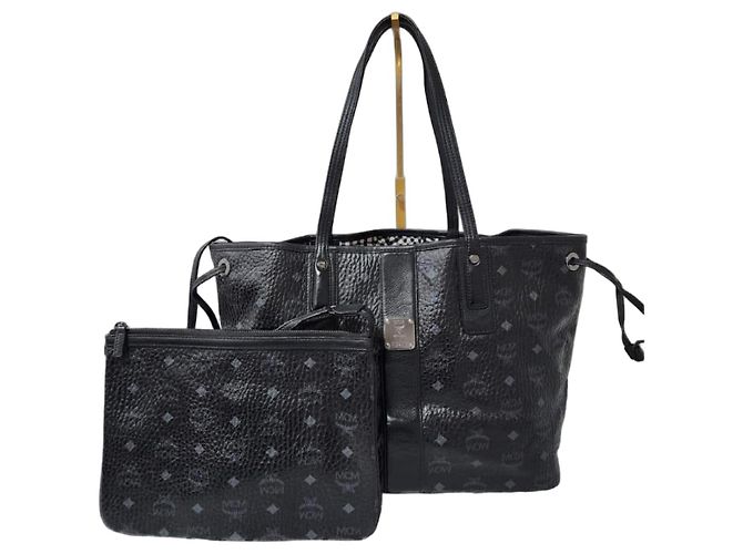 MCM Visetos Medium Liz Sac Cabas Réversible/Pochette Noir 