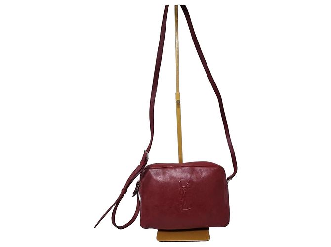 Bolsa transversal Lou Camera em couro Saint Laurent bordô