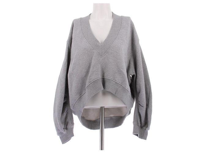 Attico Kurzer grauer Baumwollpullover