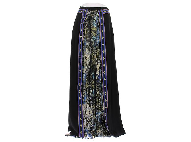 Etro Saia longa preta com estampas de seda Preto