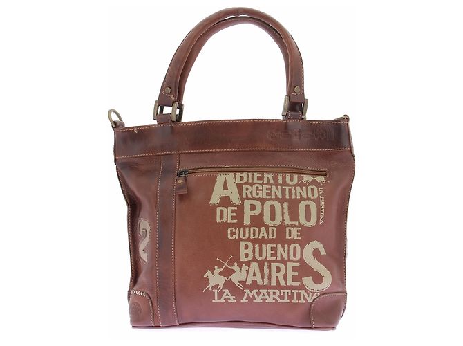 Autre Marque Bolso de mano de cuero marrón LA MARTINA Castaño