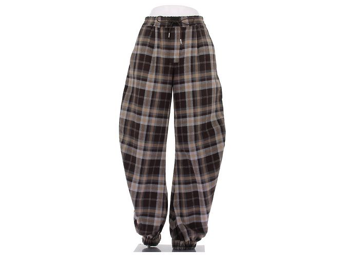 Attico Calça de chocolate com estampas em algodão Marrom