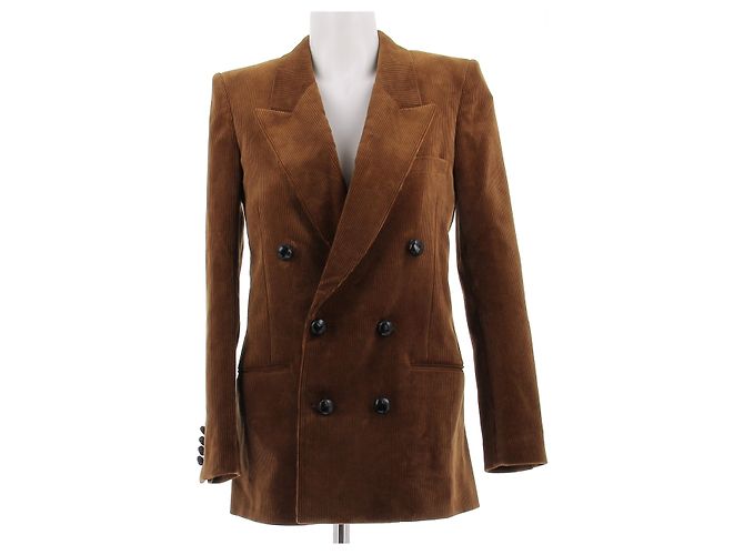 Saint Laurent Giacca marrone in velluto a coste