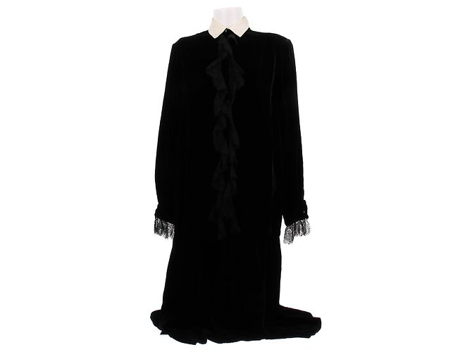 Christian Dior Langes Kleid aus schwarzem Samt