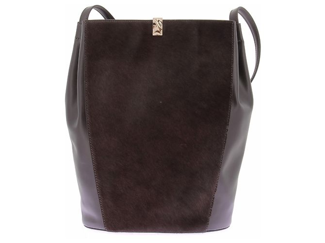 Autre Marque Braune Lederhandtasche 'Odile'