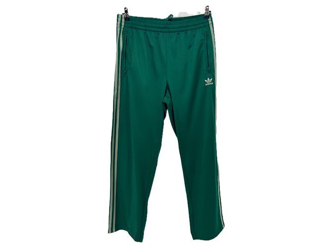 Adidas Green Pants with Side Stripes