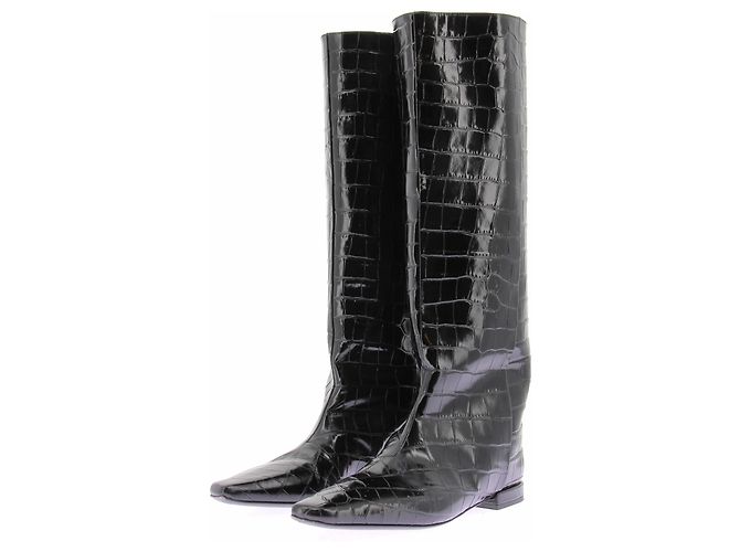Autre Marque Botas "Ellie" negras de cuero efecto cocodrilo Negro