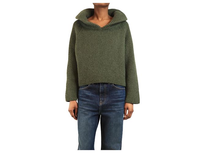 Khaite Grüner grob gestrickter Kaschmirpullover - Größe XS 