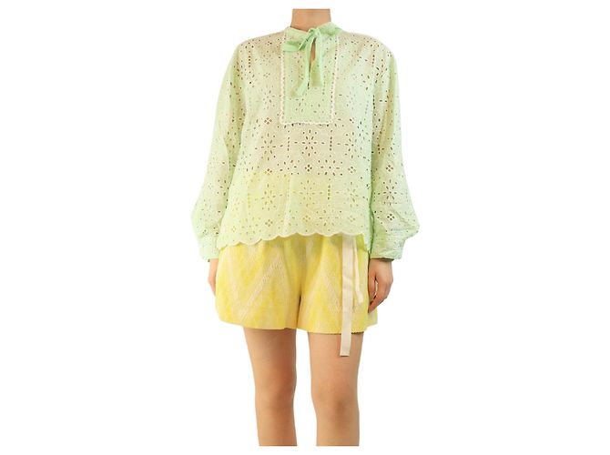 Baum und Pferdgarten Grüne Broderie-Anglaise-Bluse - Größe UK 10