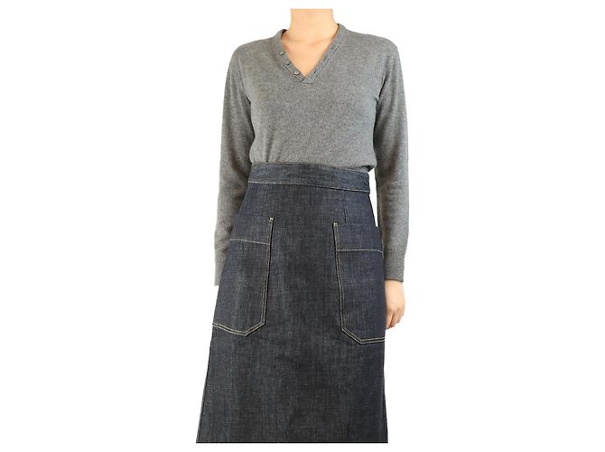 Theory Grau Cashmere V-Ausschnitt Pullover - Größe S 