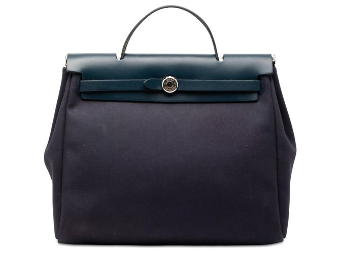Hermès Blue Toile Herbag MM Bleu Bleu Marine
