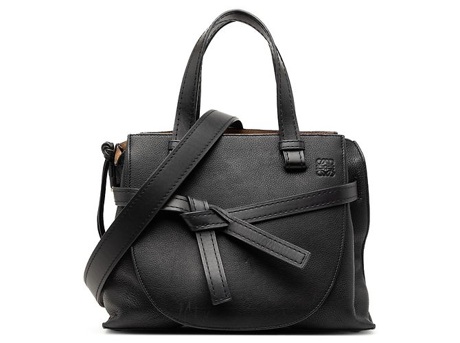 LOEWE Black Small Leather Gate Top Handle Bag