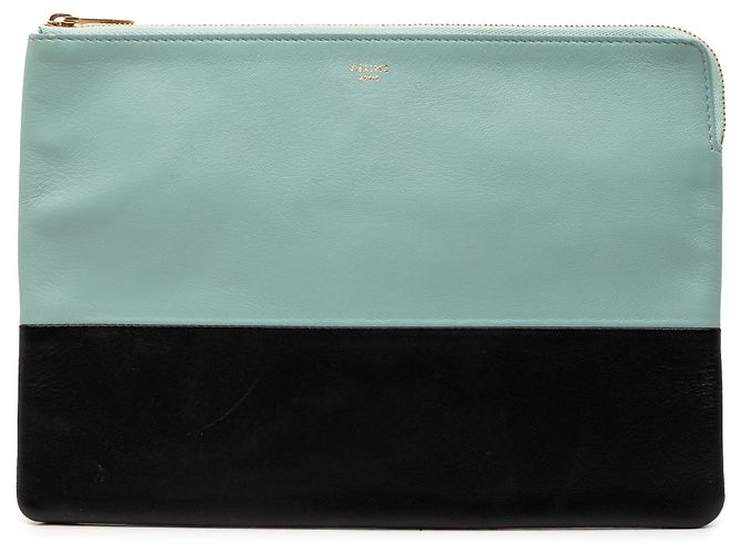 Céline Celine Blaue Bicolor Lammleder Solo Clutch Hellblau